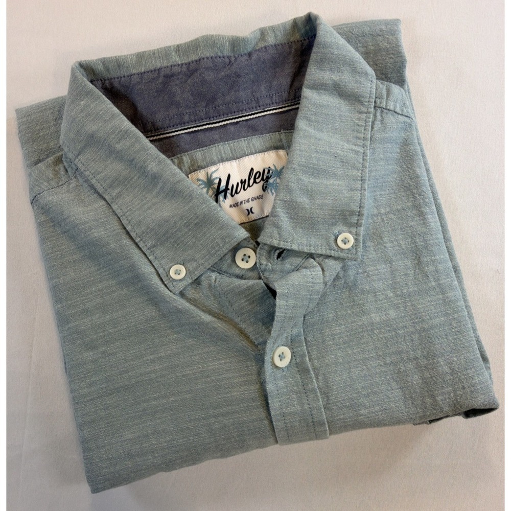 Hurley Button Up Shirt Men's XL Blue Short Sleeve Casual Lightweight